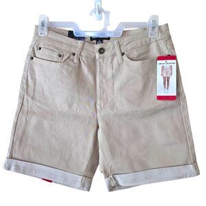DKNY Jeans Denim Bermuda Mid Rise Cuffed Short Stretch Women's Size 8 Chino